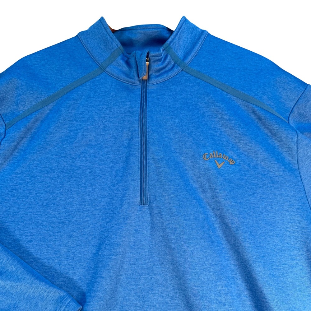 Callaway Mens XXL Blue Heathered Quarter Zip Fleece Pullover SA3380